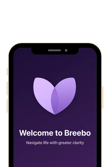 Breebo app download preview — personalized guidance, affirmations and guided meditations for clarity and calm