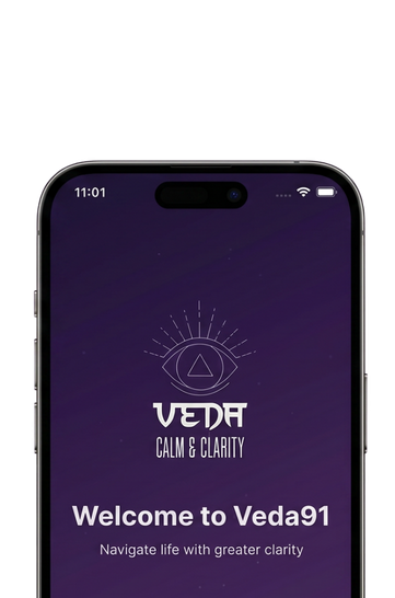 Veda91 app download preview — personalized guidance, affirmations and guided meditations for clarity and calm